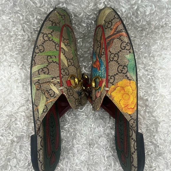 Gucci Multicolor GG Canvas Princetown Horsebit Tian Print Mules - Picture 7 of 12
